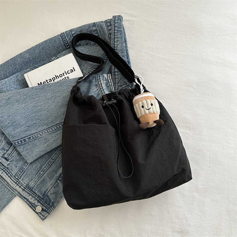 Women's Korean Style Leisure Artistic Canvas Fashion Drawstring Crossbody Bags