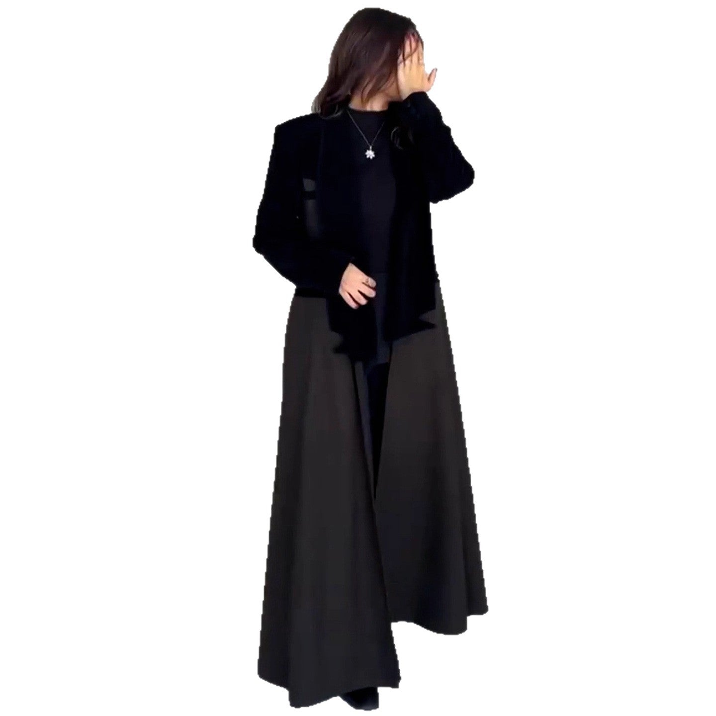Women's Autumn Long Patchwork Free Lapel Trench Coats