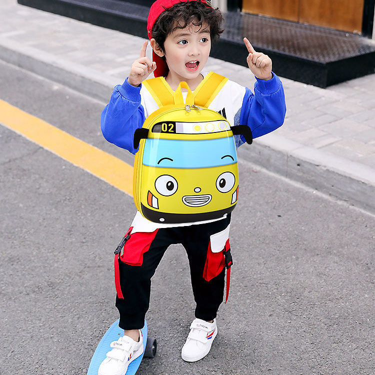 Boys Eggshell Car Cartoon Preschool Cute Kindergarten School Bags