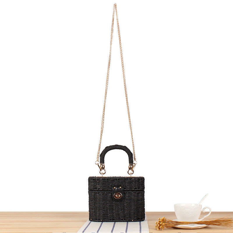 Classic Style Leisure Woven Round Box Crossbody Bags