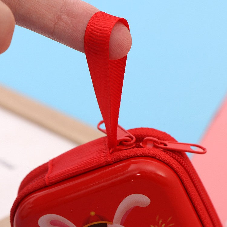 Tinplate Christmas Round Zipper Rabbit Gift Children's Coin Purse