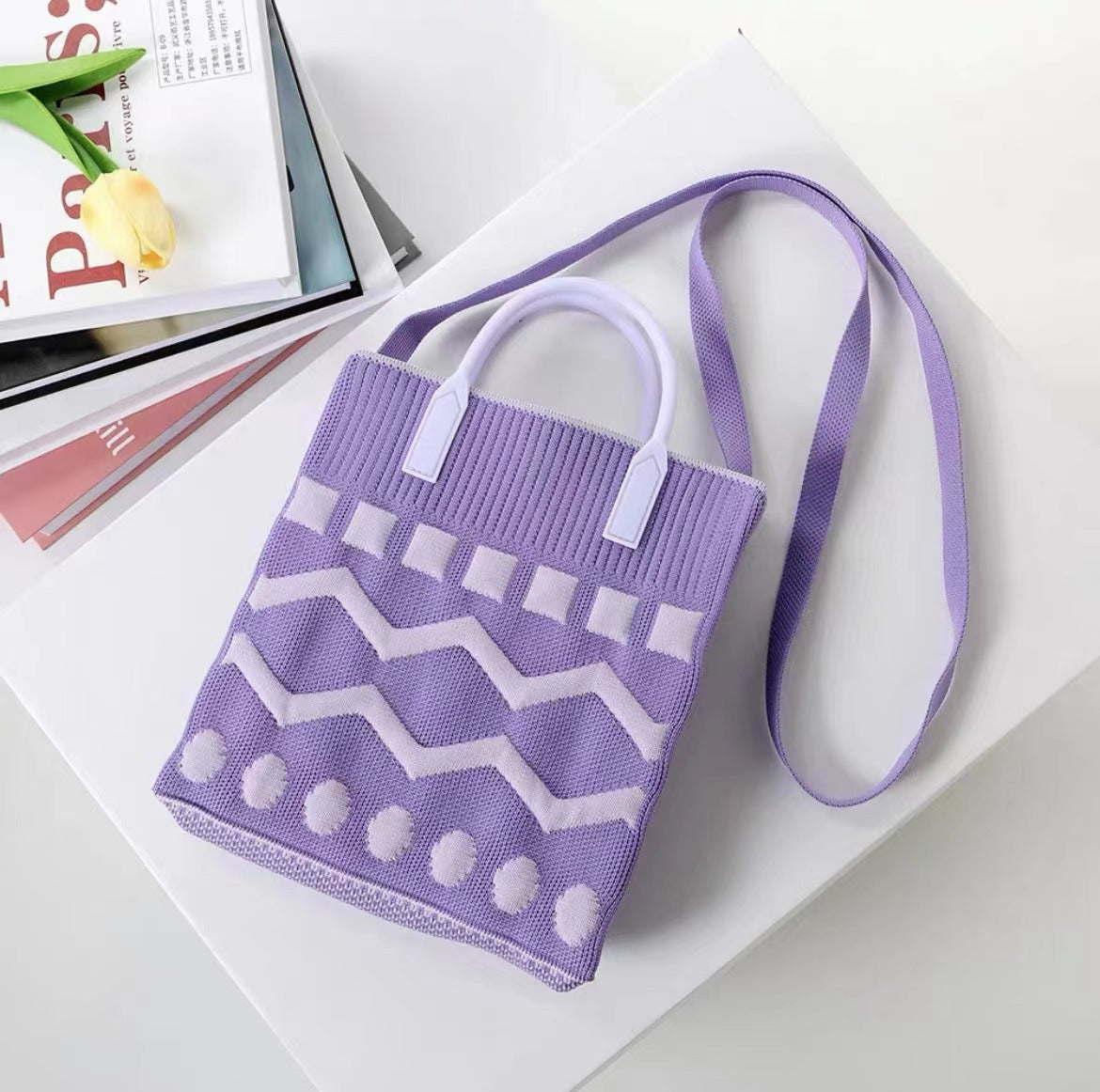 Korean Style Contrast Color Silicone Knitted Crossbody Bags