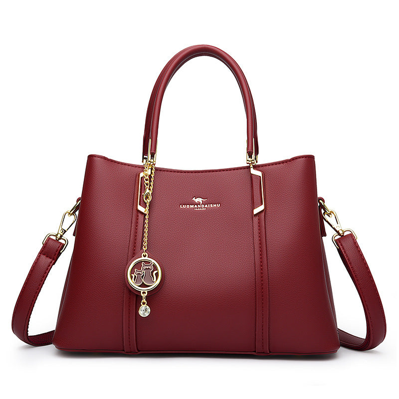 Women's Kangaroo Large Capacity Stitching Soft Leather Bags