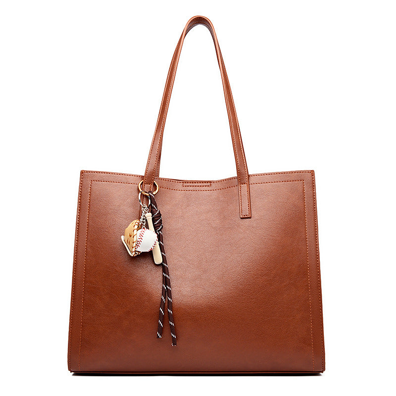 Women's Double Front Cowhide Leather Simple Elegant Tote Bags