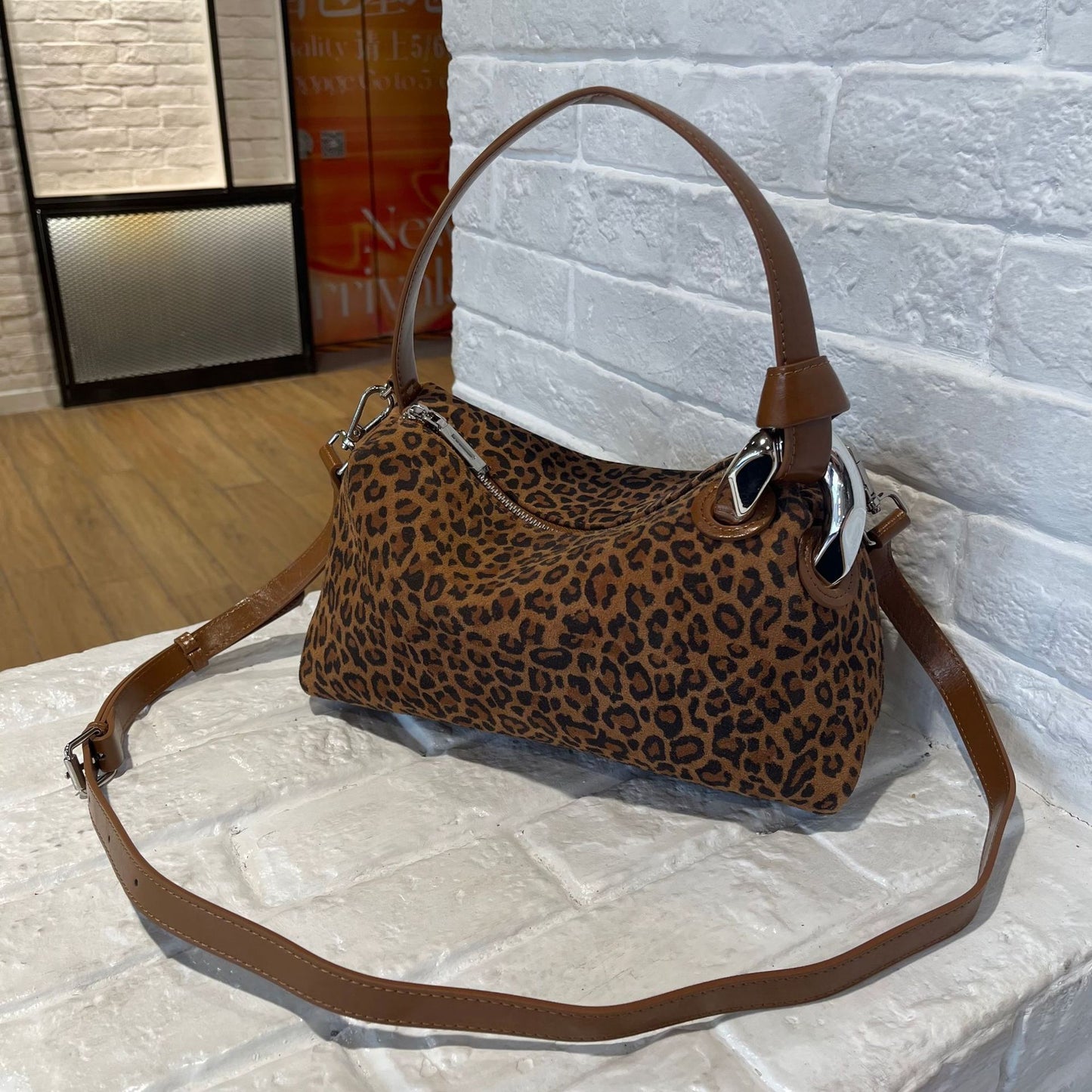Slouchy Frosted Cowhide Pillow Large Capacity Handbags