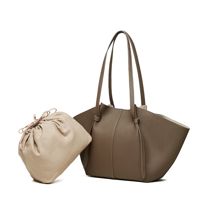 Women's Large Capacity Totes Genuine Leather Fashion Bat Commute Big Shoulder Bags