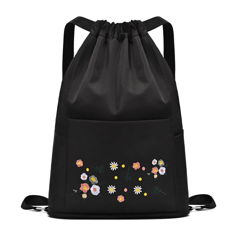 Women's Large Capacity Embroidered Folding Short Distance Dry Wet Separation Backpacks