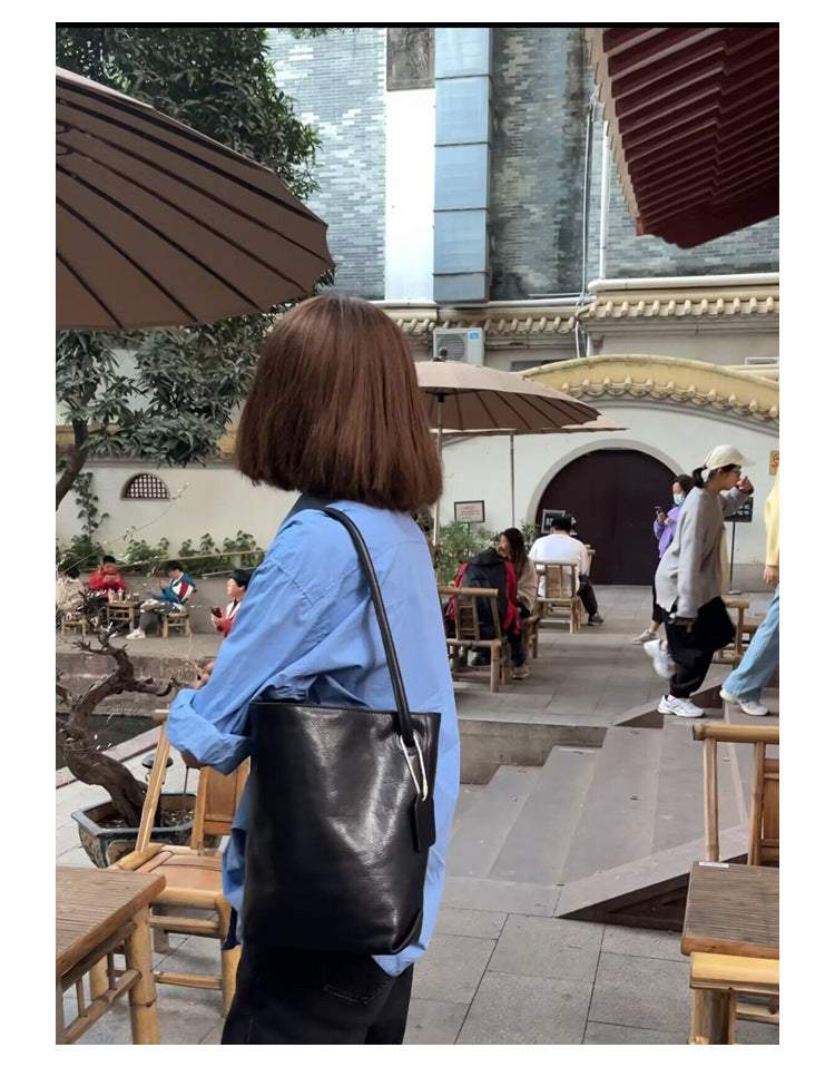 Women's Leather For Vegetable Tanned Cowhide Temperamental Minority Asymmetric Bags
