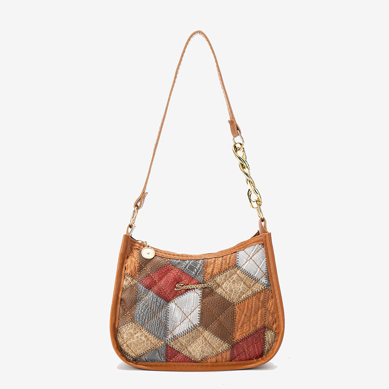 Women's Rhombus Letter Label Underarm Fashion Simple Shoulder Bags