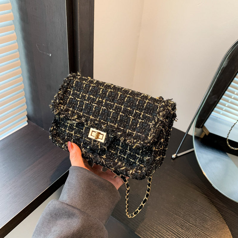 Woven Niche Temperament Chic Woolen Chain Shoulder Bags