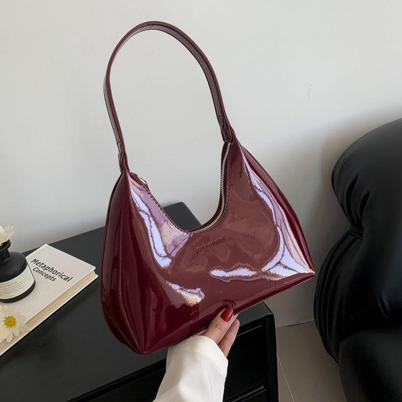 Women's Niche Patent Leather French Stick Selenodont Stylish Armpit Bags