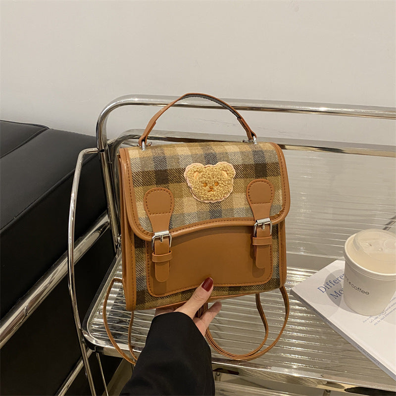 Women's Autumn Fashion Woolen Portable Korean Style Backpacks