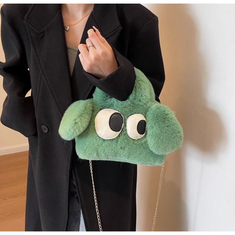 Women's Big Eye Puppy Winter Fur Cute Bags