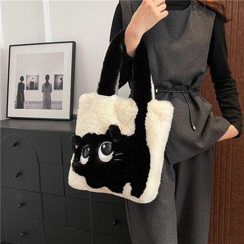 Women's Adorable Pet Cute Kitten Female Plush Handbags