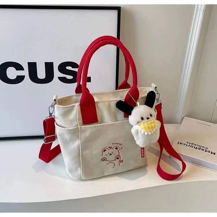 Women's Lightweight Contrast Color Canvas Commuter Carrying Bags