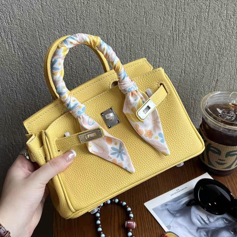 Classic Women's Fashionable Gold Genuine Leather Handbags