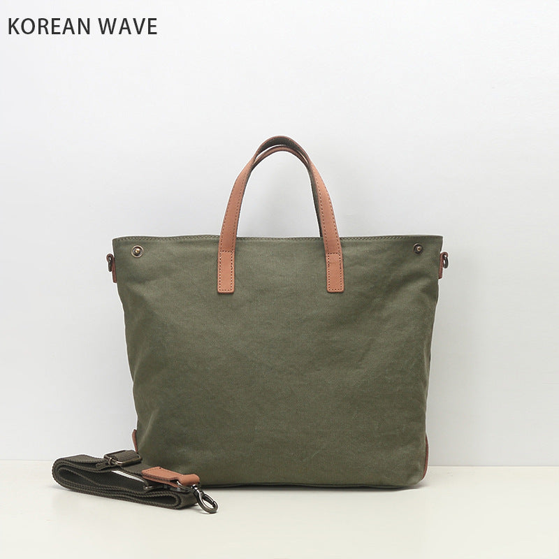 Women's & Men's & Canvas With First Layer Cowhide Large Bags