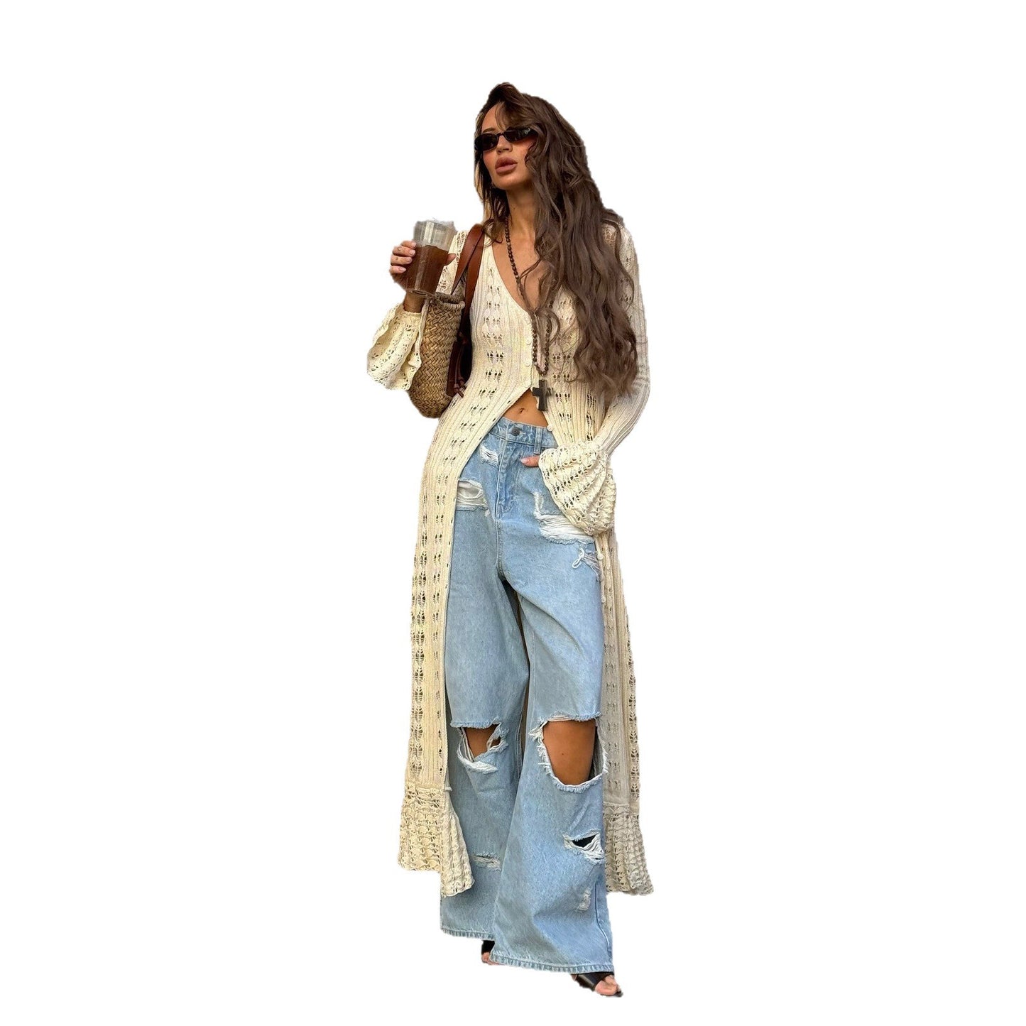 Women's Style Super Long Design Knitted Clothes Knitwear