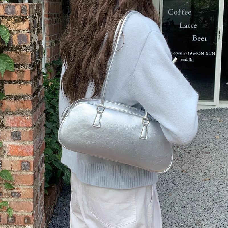 Women's Korean Style Spring Design Ballet Portable Fashionable Sier Bags