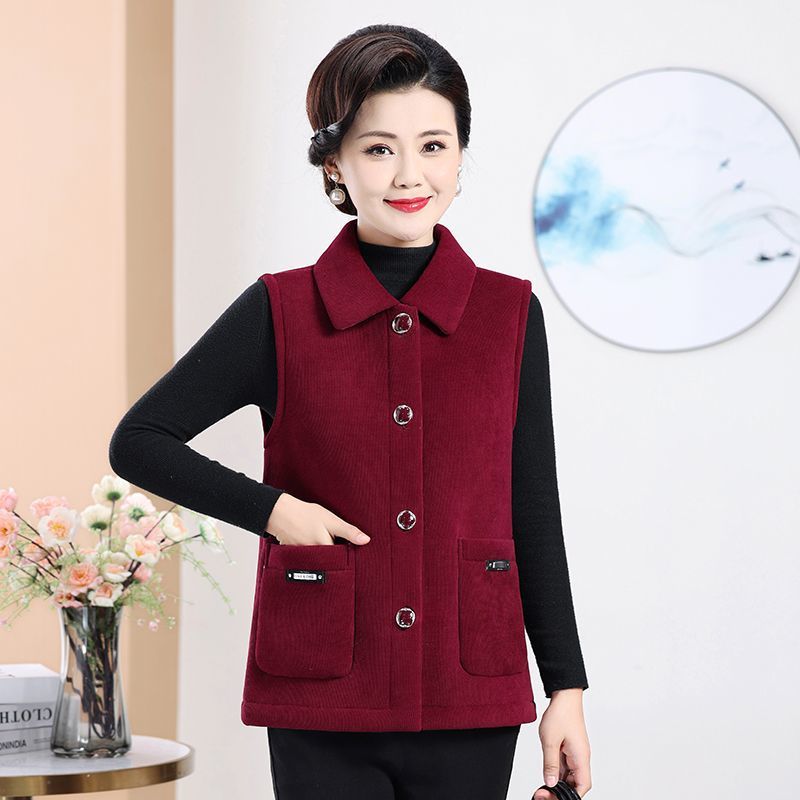 Mother's Thickened Corduroy Veet Padded Loose Vests