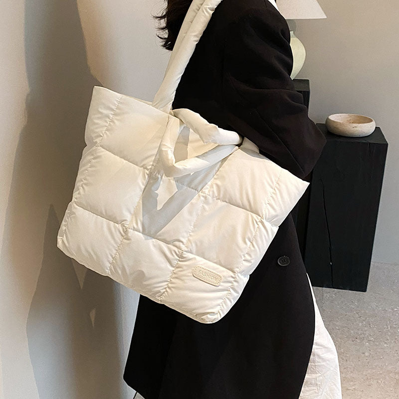 Women's Embroidery Thread Solid Color Soft Plaid Tote Bags