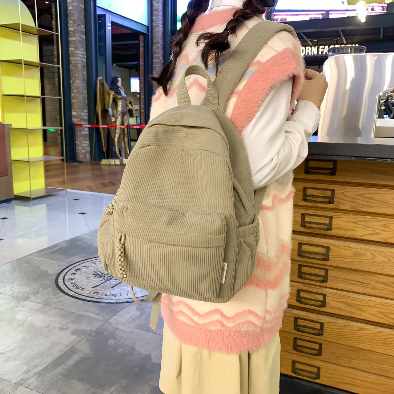 Soft Campus College Style Solid Color Backpacks