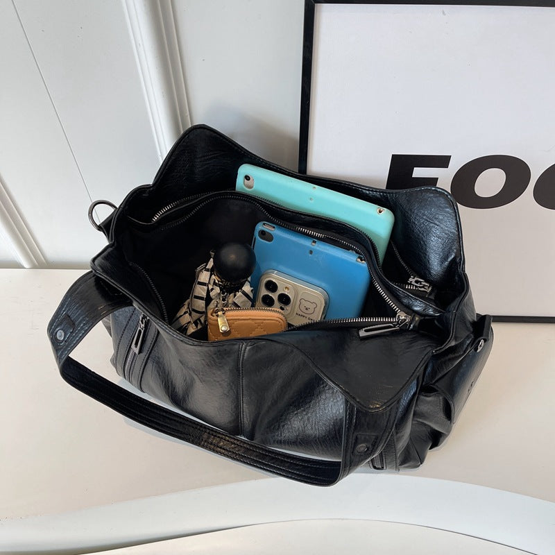 Solid Color Simple Textured Large Capacity Shoulder Bags