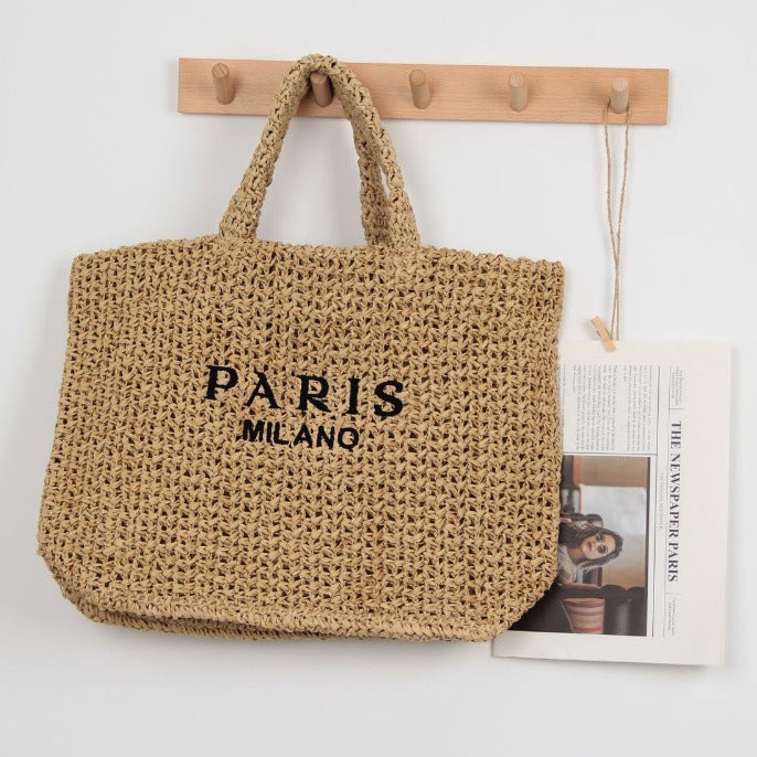 Women's Woven Handmade Beach Mori Style Solid Handbags