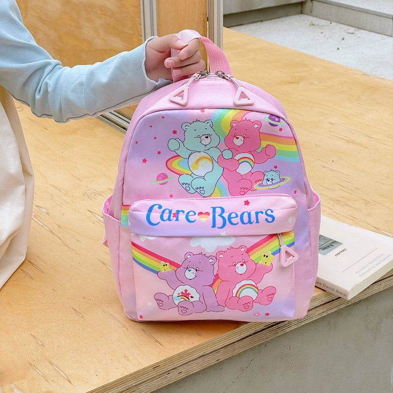 Cartoon Rainbow Bear Boys Double Back Kindergarten School Bags