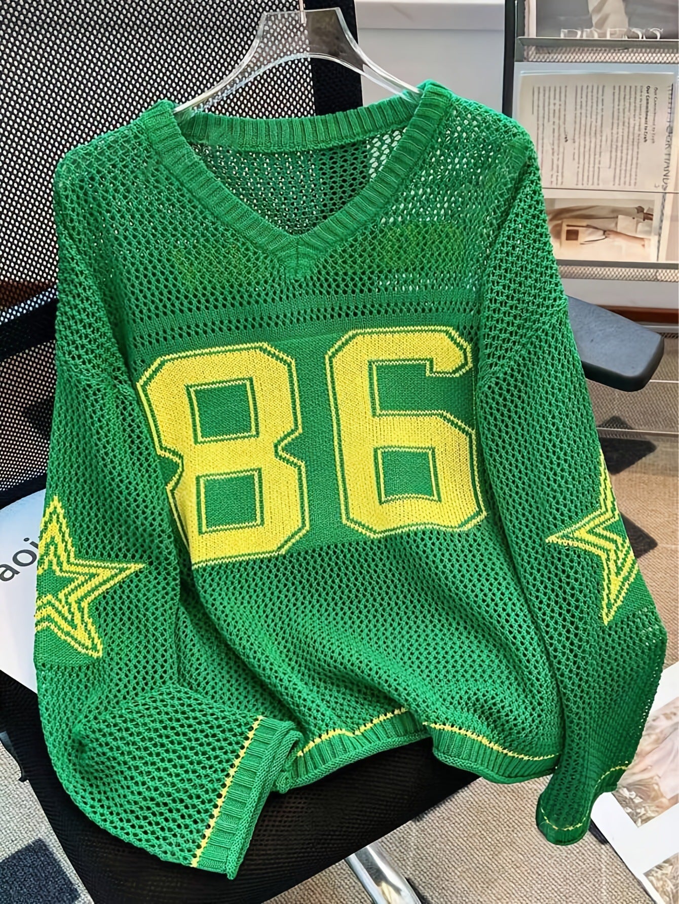 Women's Long Sleeve Knitted Pullover Summer Chain Knitwear
