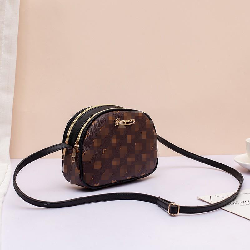 Fashion Printed Double Pull Retro Contrast Shoulder Bags