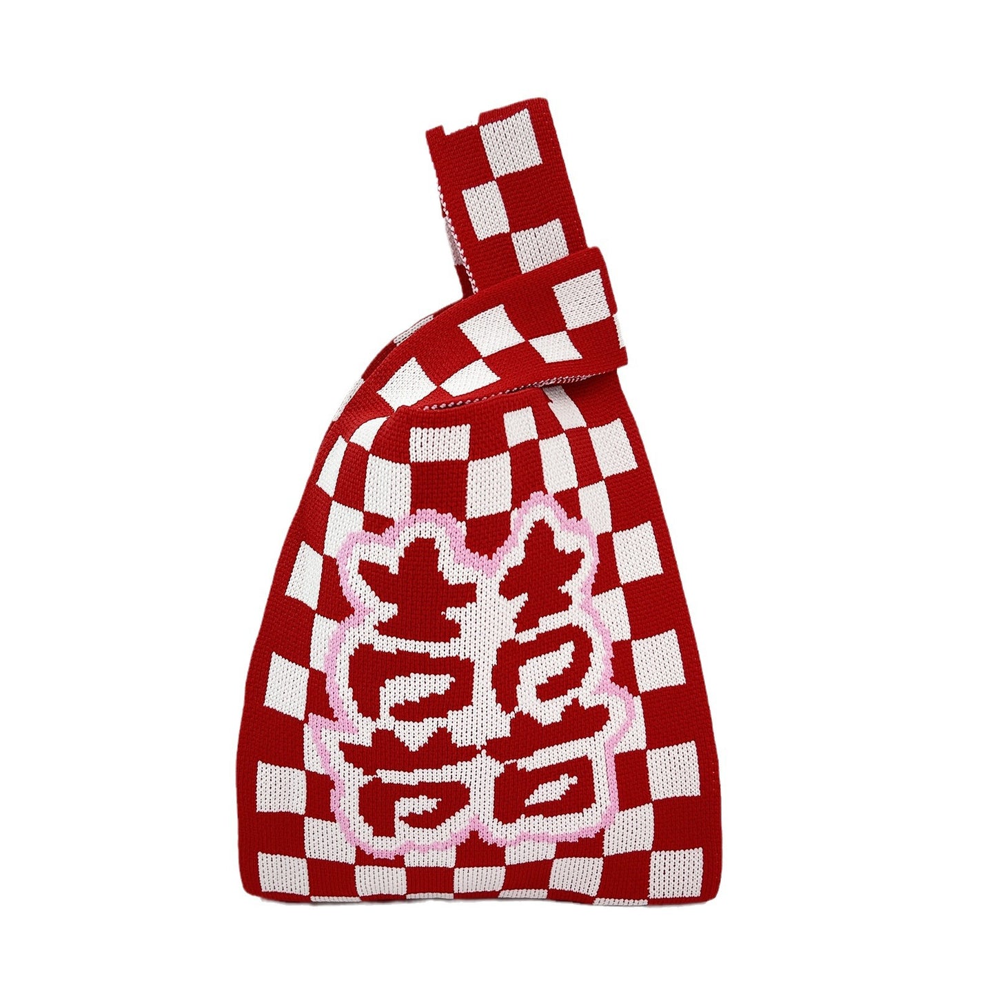 Women's Wedding Celebration Knitted Red Wrist Hand Handbags