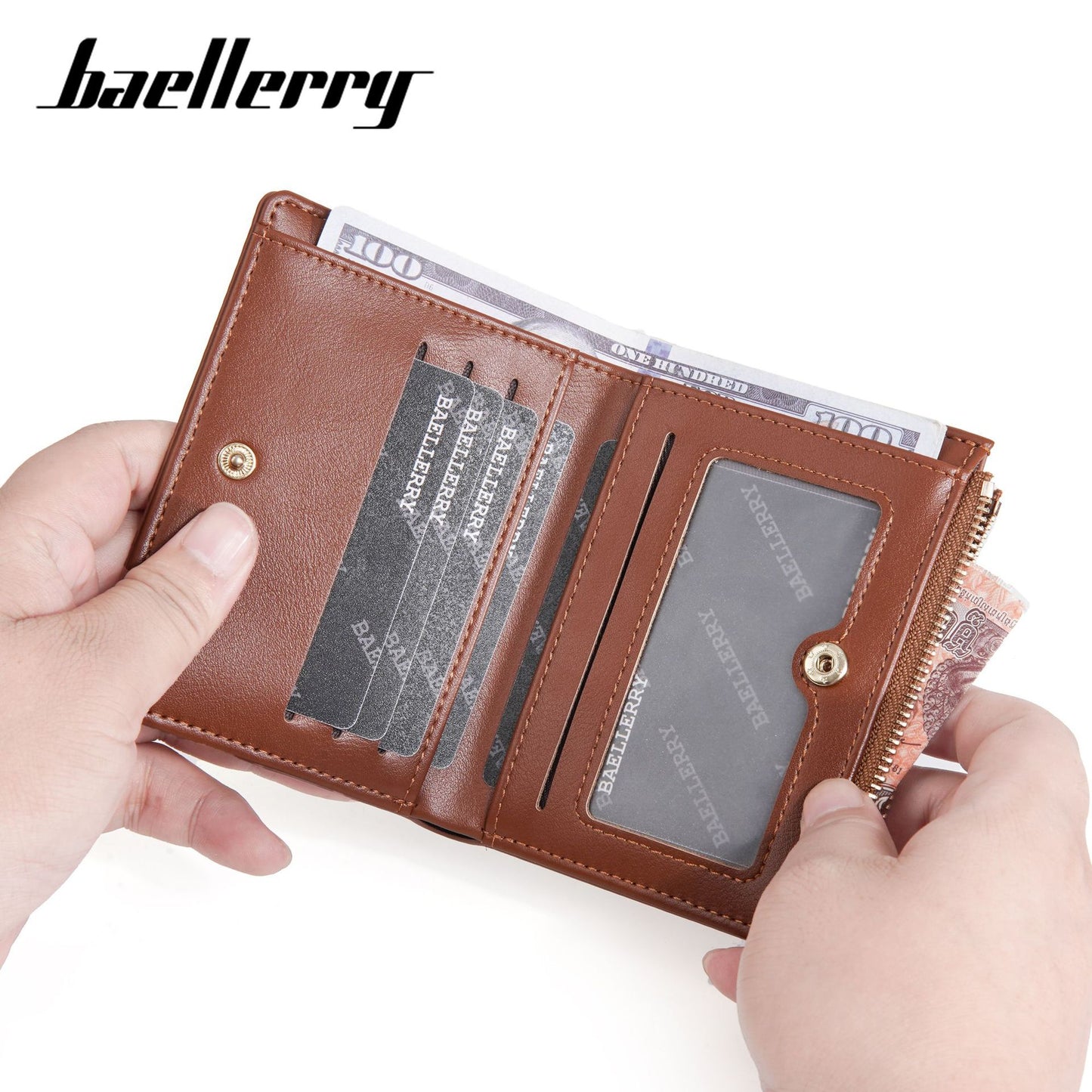 Women's Short Striped Zipper High Sense Female Ladies Wallets