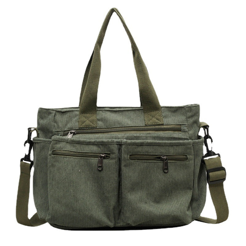 Women's Large Capacity Corduroy Korean Style Simple Crossbody Bags