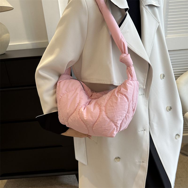 Korean Style Dumpling Embroidered Plaid Nylon Shoulder Bags