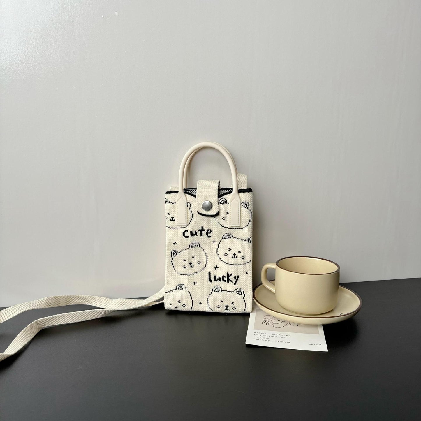 High Sense Mobile Cartoon Knitted Dopamine Bags