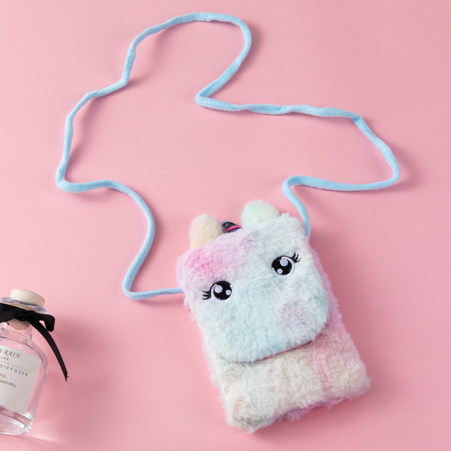 Children's Unicorn Cartoon Plush Little Female Phone Bags