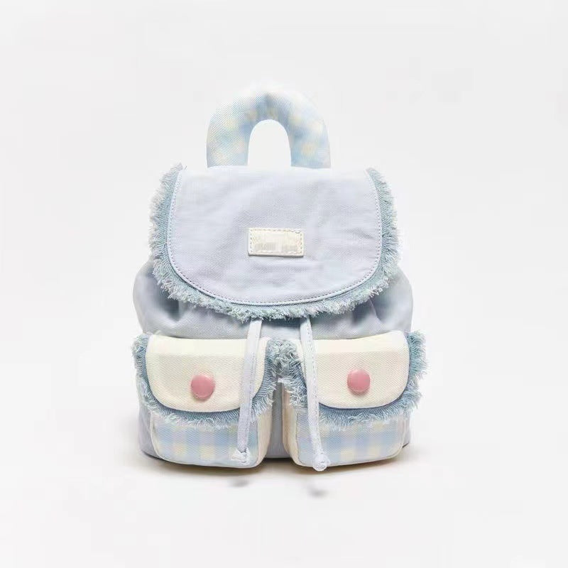 San Fu College Style Color Plaid Backpacks
