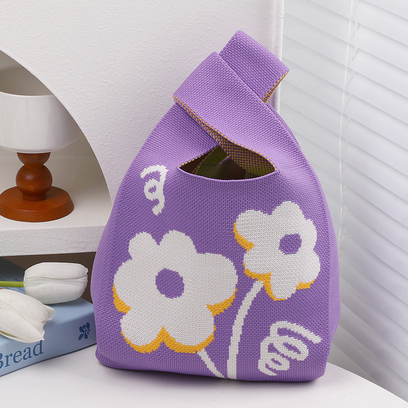 Women's Super Fashionable With Hand Gift Daily Knitted Artistic Bags