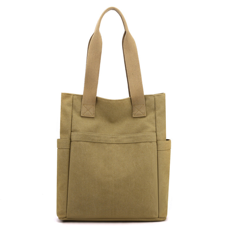 Women's Canvas Simple Korean Style Fashionable Large Shoulder Bags