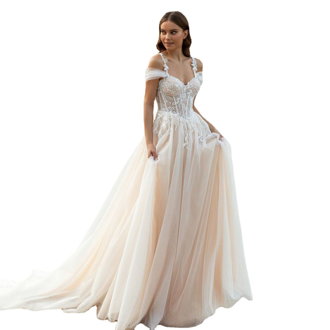 Letter Type Slim Fishtail Trip Shoot Small Wedding Dresses