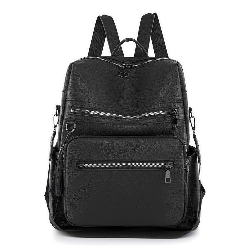 Women's Charming Black Leisure Retro Textured Backpacks