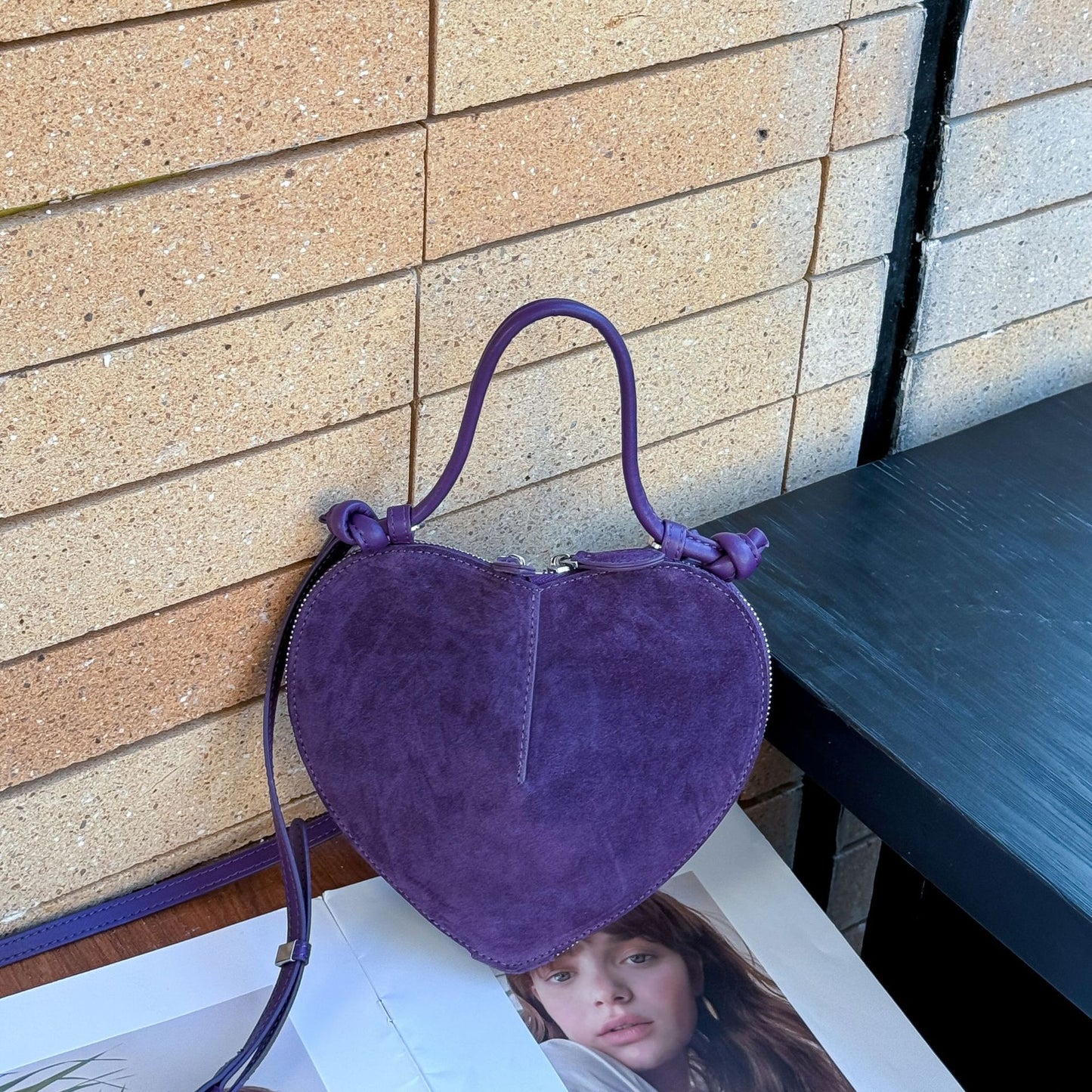 Casual Women's Heart-shaped Design Glossy Trendy Handbags
