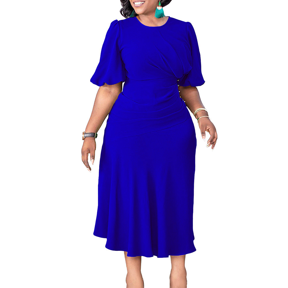 Women's Summer Elegant Solid Color African Dress
