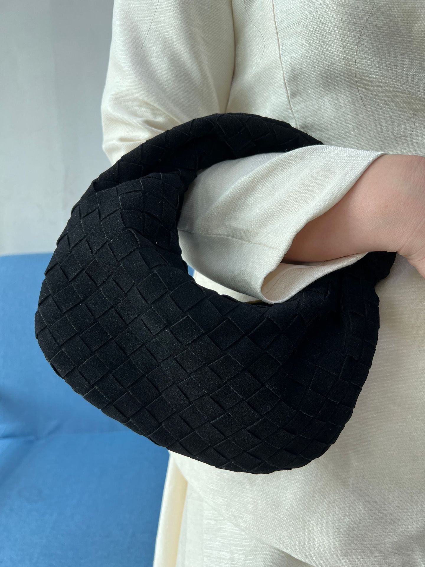 Elegant Classic Frosted Hand-woven Underarm Croissant Handbags