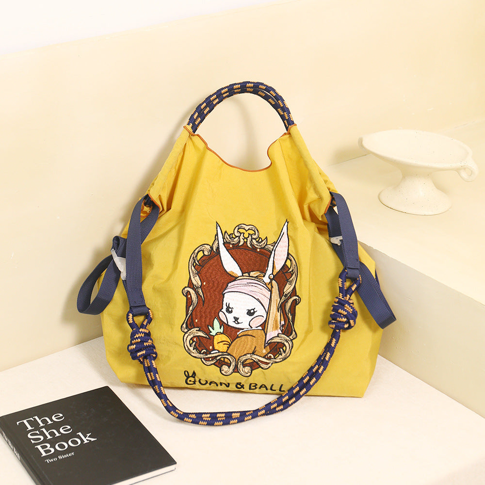 Women's Style Embroidery Black Constellation Hard Canvas Shoulder Bags