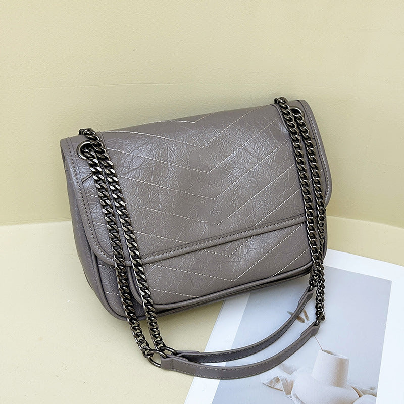 Women's Forest Genuine Leather Chain Large Capacity Crossbody Bags
