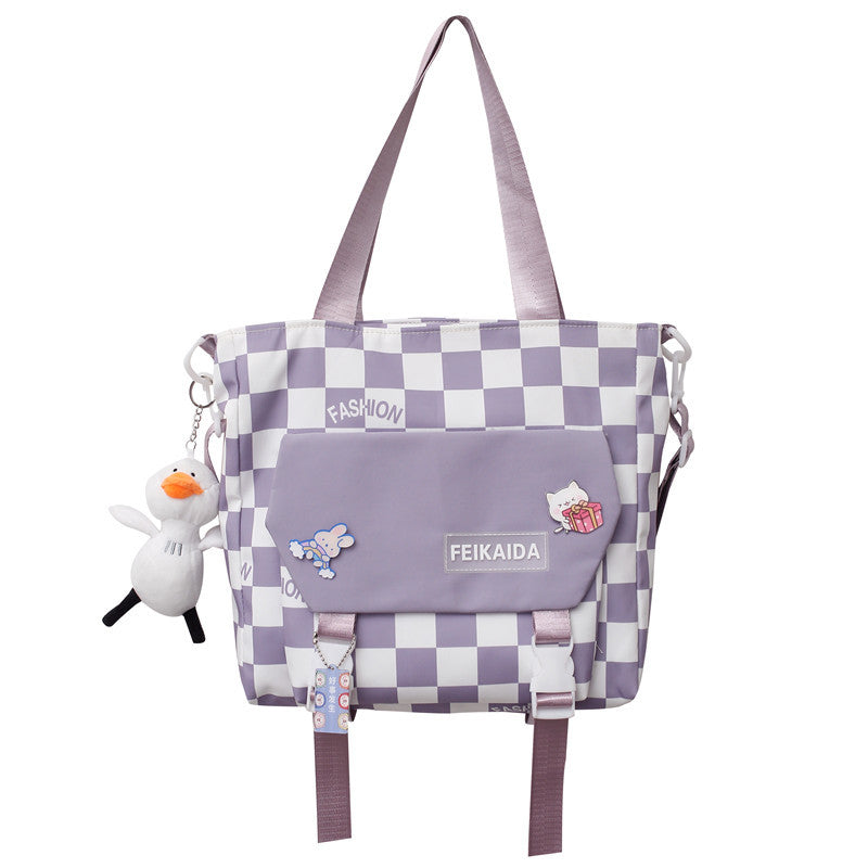 Letters Contrast Color Fashion Fresh Plaid Backpacks