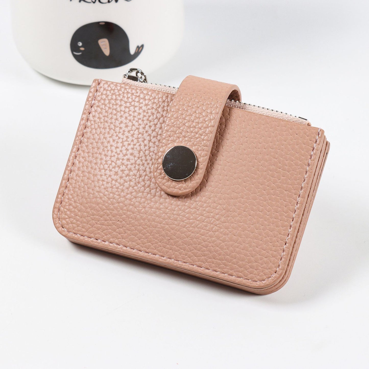 Simple Mini Lychee Pattern Fresh Zipper Card Holder