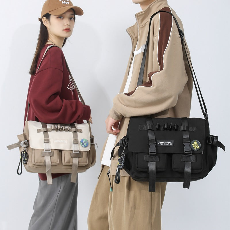 Women's & Men's & Trendy Campus Overalls Leisure Large Men's Messenger Bags